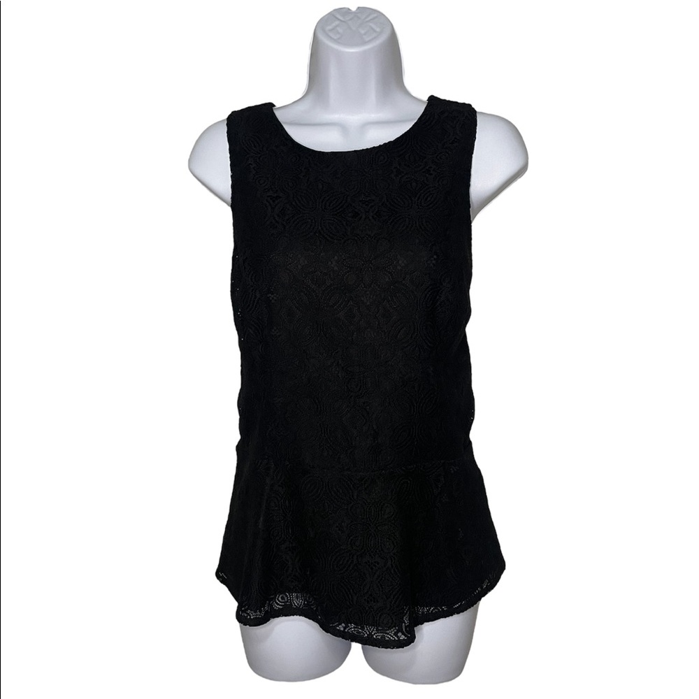 White House Black Market Black Lace Bodice Top Size 14